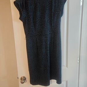 NWT Calvin Klein Knit Green/Black Animal Print Sheath Dress Size 12